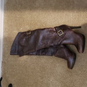Cathy Jean Brazil heeled boots, brown, size 5